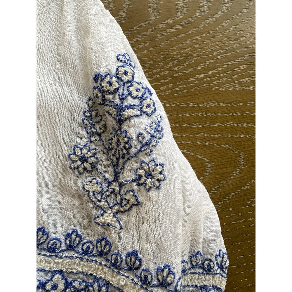 Lucky Linen Cotton Blend Boho Embroidered Top Size Large Peasant Blouse Tunic - Picture 2 of 10
